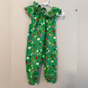 Frugi Green Floral and Animals Romper